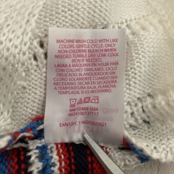 No Boundaries Crop Halter Top LARGE 11-13 Crochet Patriotic USA Red White Blue - Picture 8 of 8